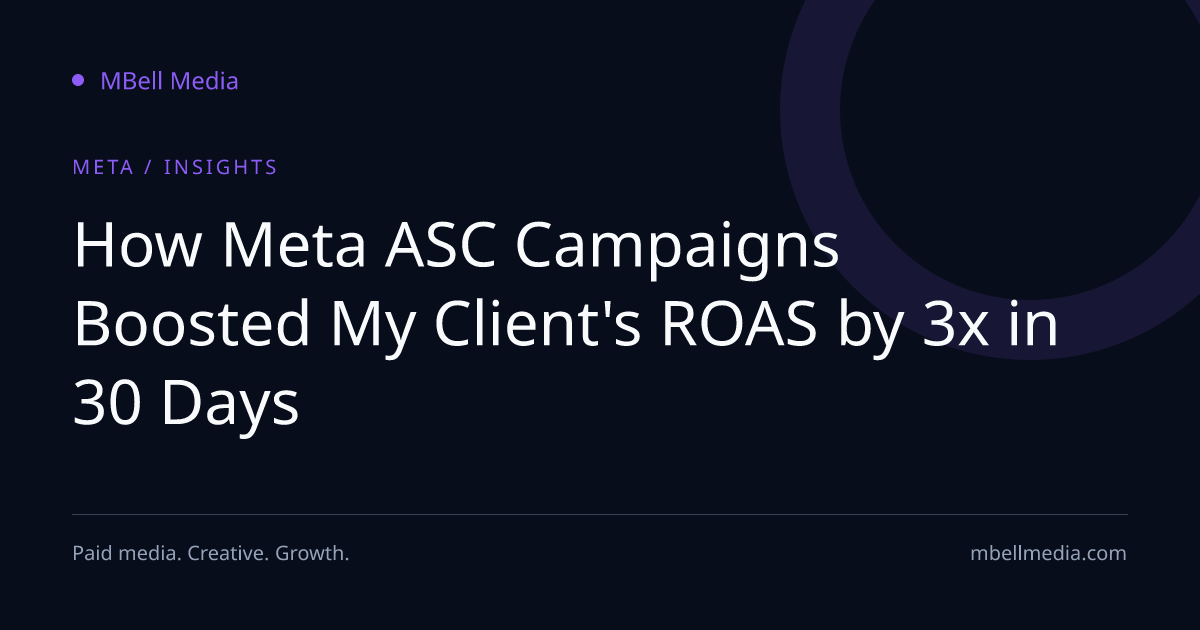 How Meta ASC Campaigns Boosted My Client's ROAS by 3x in 30 Days